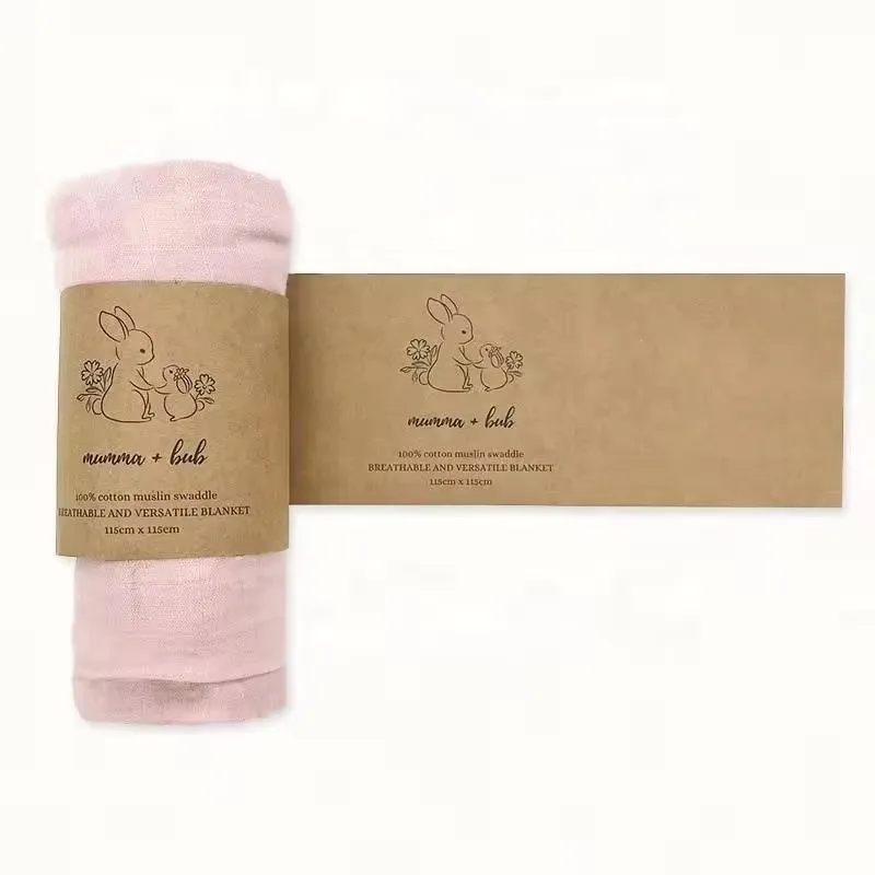 Factory Custom Printing Baby Swaddle Blanket Paper Sleeve Packaging Kraft Belly Band
