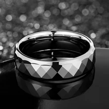 High Polished Tungsten Rings Men Women Silver Wedding Ring Faceted Engagement Rings Fashion Jewelry Ring 6mm