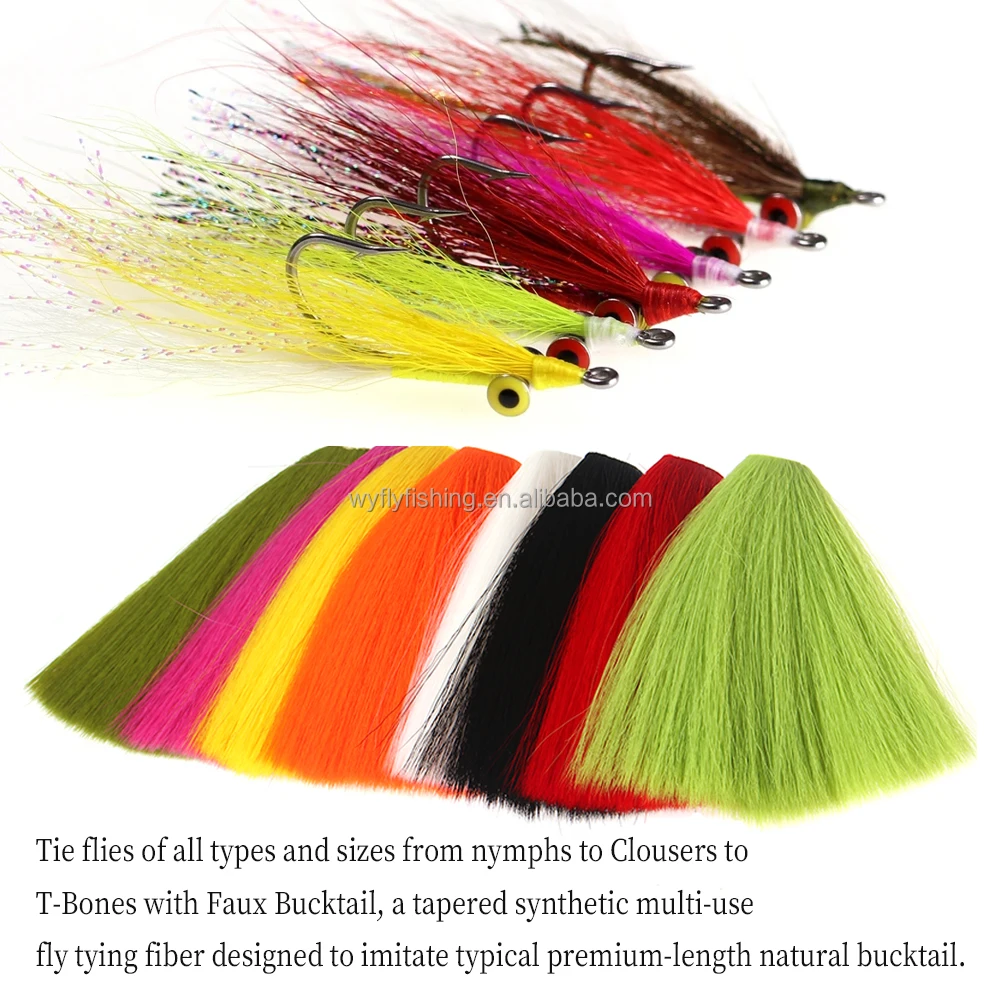Faux Bucktail Fly Tying Material Tapered Synthetic Fiber for Trout Fly  Streamers or Popper Lure
