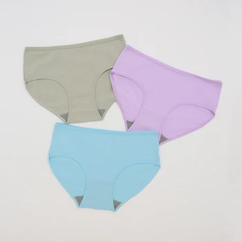 High Quality brief Multi Size Custom Logo Service Women Panties Solid Colors Breathable ladies underwear