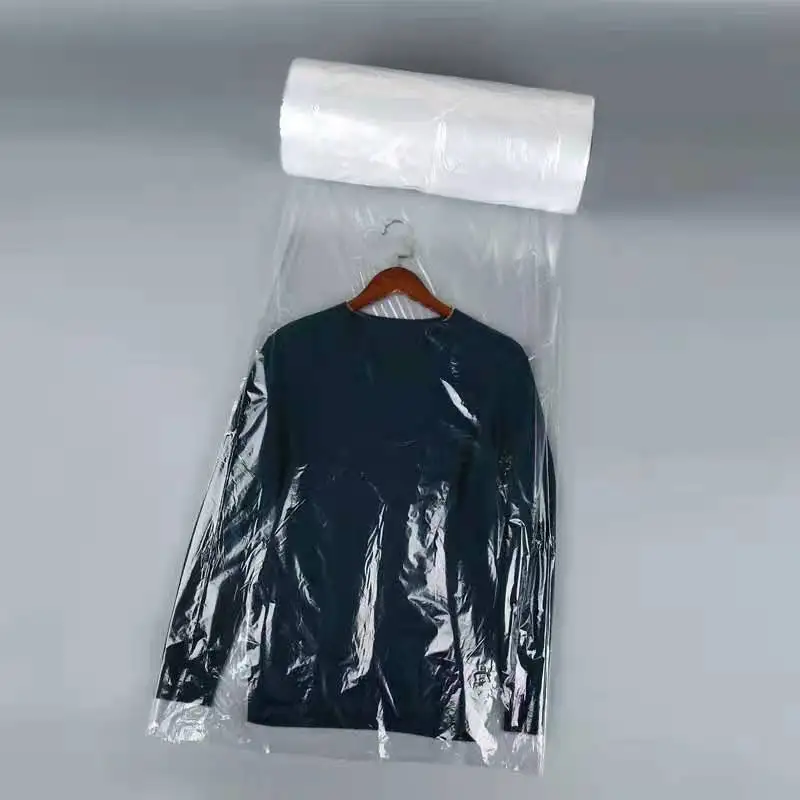 Custom Eco Friendly Poly clear Hanger Transparent Dry Cleaning Plastic Clothes Bag Garment Bag on Rolls for Dry Cleaning Laundry