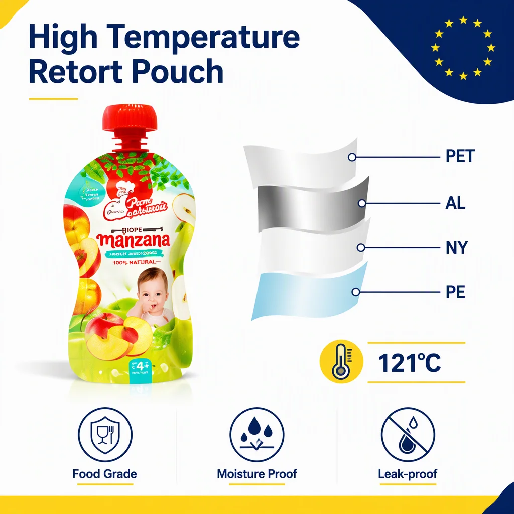 DQ PACK Custom  High Temperature 121 Food Grade Juicy Baby Food Packaging Retort Spout Pouch Stand up Pouch