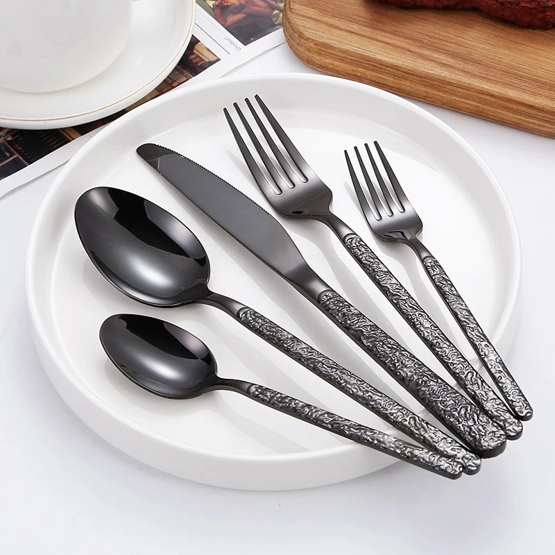 Luxury Knife Spoon Fork Set Royal Stainless Steel Flatware Sets Restaurant Golden Cutlery Wedding Gold Cutlery Set