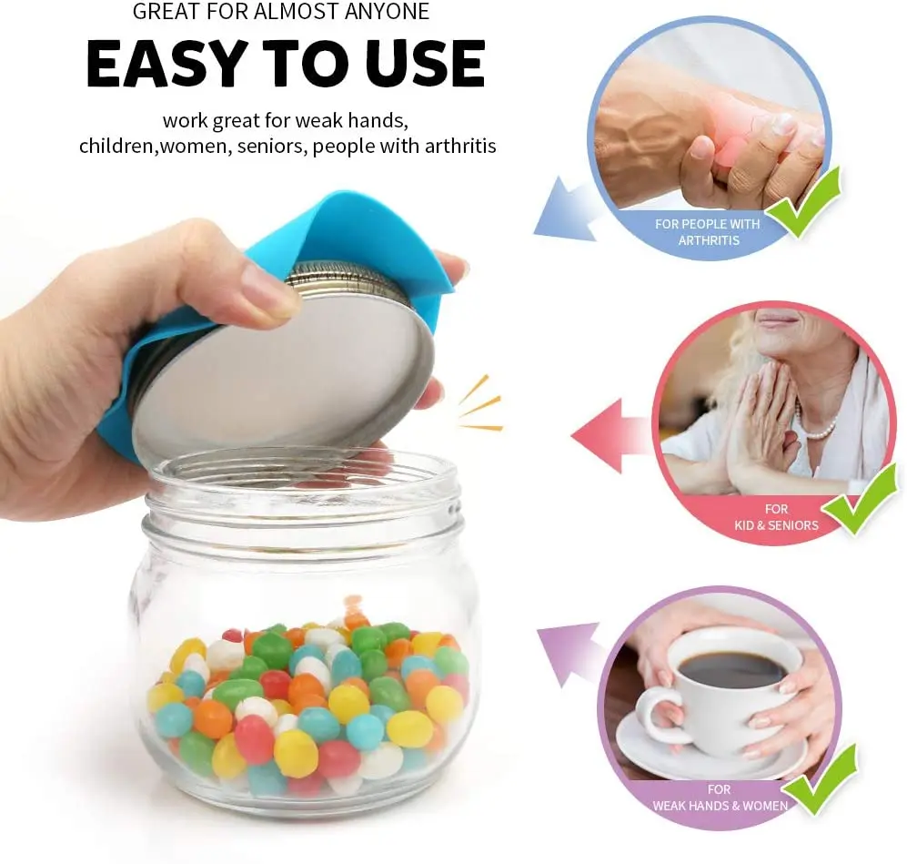 Easy Grip Jar & Bottle Lid Opener – 2-Pack, Anti-Slip Rubber, 3 Colors Available!
