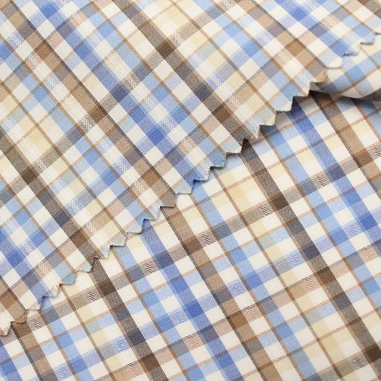 Customized High Quality Easy Care Eco-friendly Plaid Shirting Bamboo Fabric For Clothes
