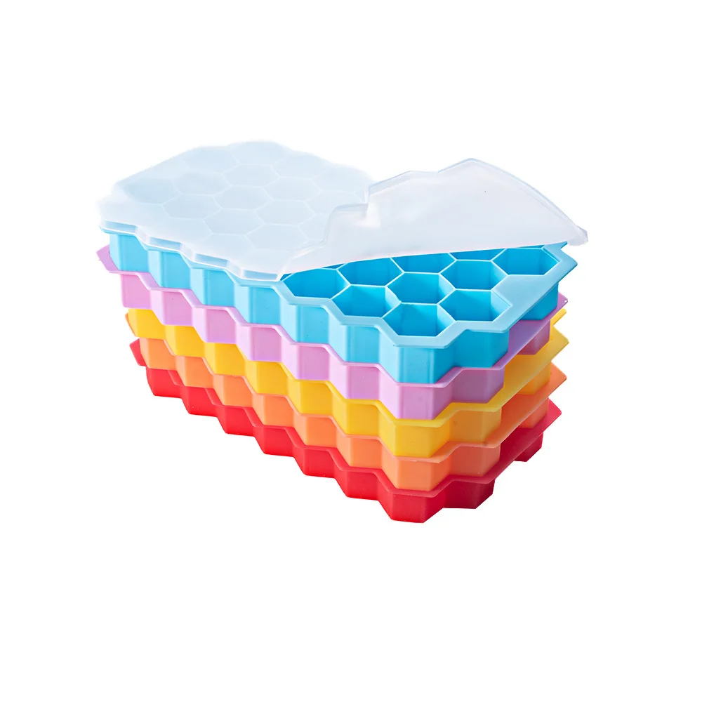 Hot Selling 37 Grid Silicone Ice Tray with Eco-Friendly Lid for Home Use Easy-to-Release DIY Ice Cube Mold