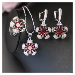 AAA Zirconia Jewelry Earring Necklace Set Women Natural Crystal Rhinestone Pendant Ring Earrings