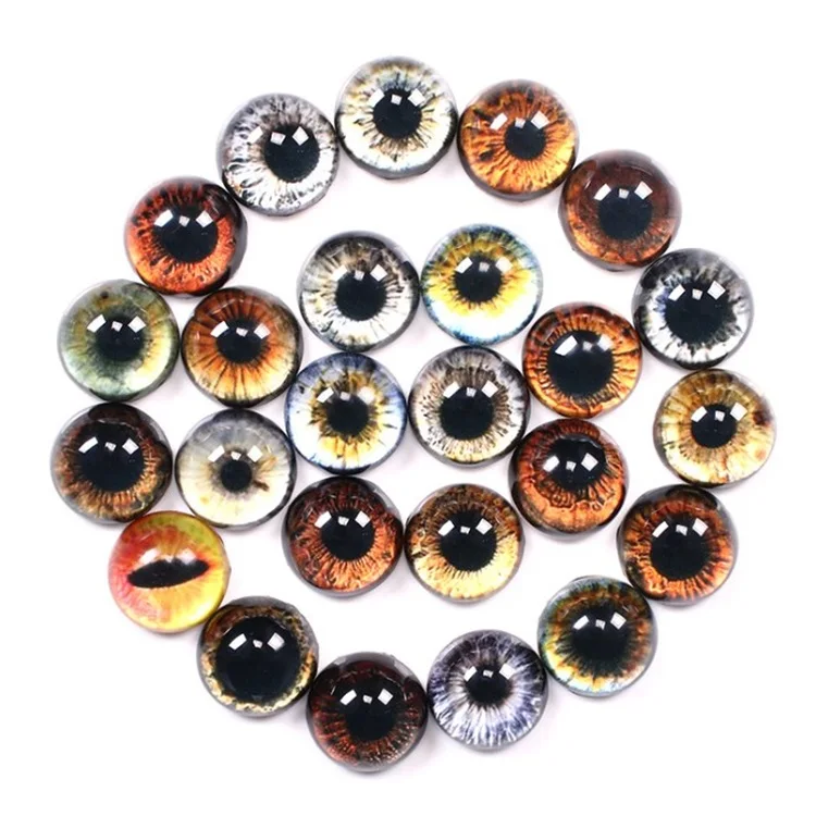 Factory Sale 8mm 50mm Glass Cabochon Pupil Charms Flatback Round