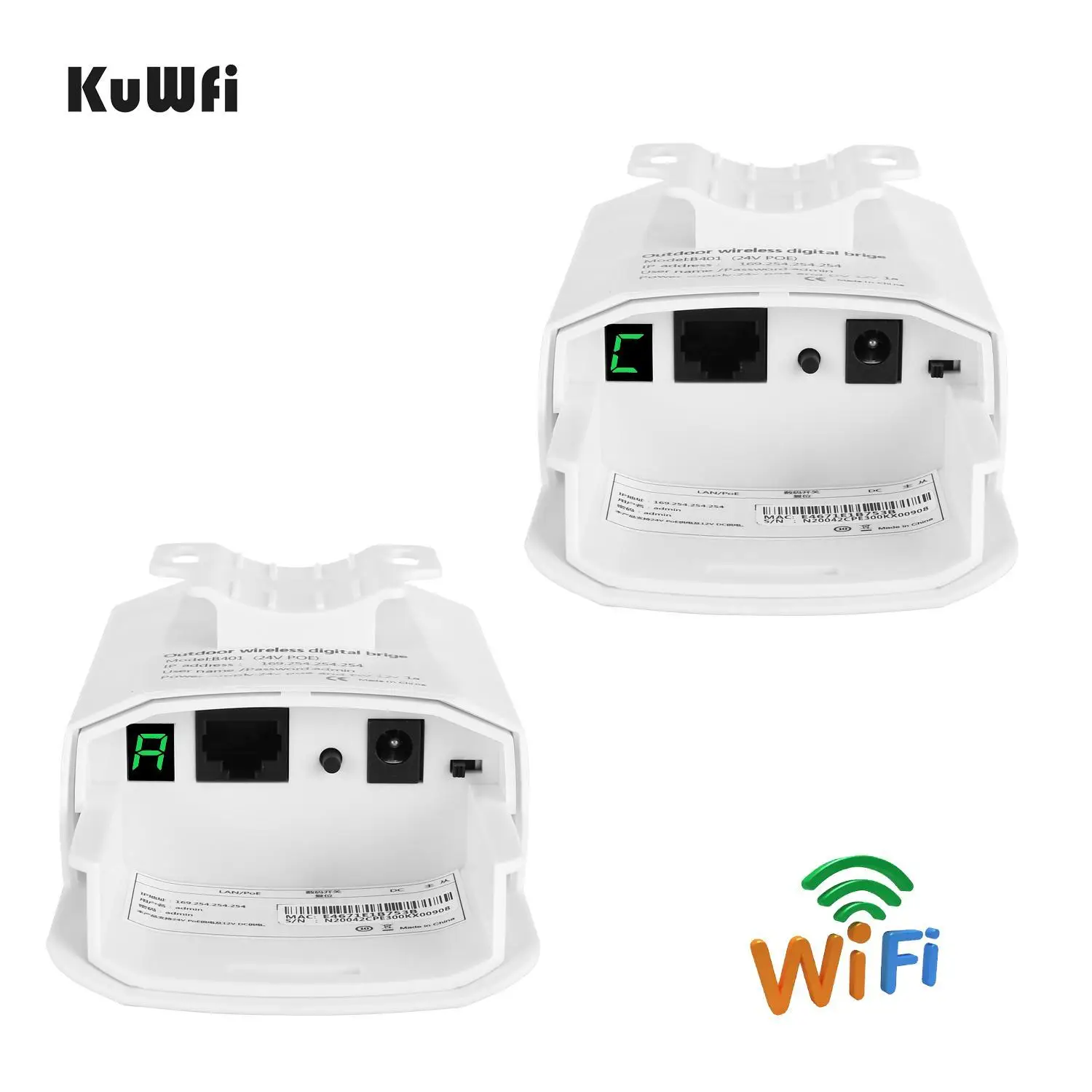 IP65 Waterproof KuWFi WiFi Bridge Outdoor 300Mbps Wireless CPE WiFi Extender wireless AP Point to Point Wireless Bridge