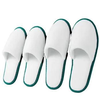 Customized Premium Wholesale luxury Hotel Room Guest soft white coral fleece disposable hotel slippers