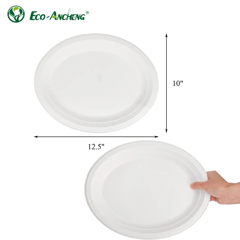 Restaurant Leakproof Compostable Sugarcane Round Pulp Plate Disposable Bagasse Plate