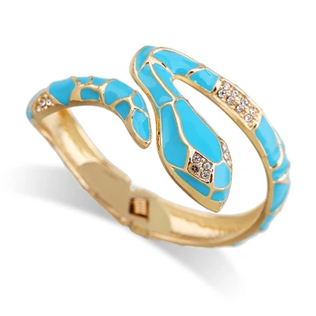 KAYMEN Fashion Gold Plating Animal Style Snake Bangle Enameled Cuff Bracelet Exquisite Jewelry 6 Color Available