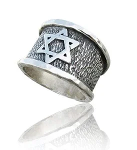 Designer Fashion Jewelry 925 Sterling Silver Oxidized Silver Jewish Ring for Men