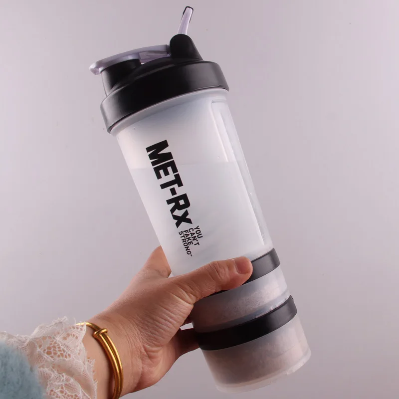 3 Layer Protein Shaker Bottle Bpa Free Plastic Sports Gym Shaker Bottle ...