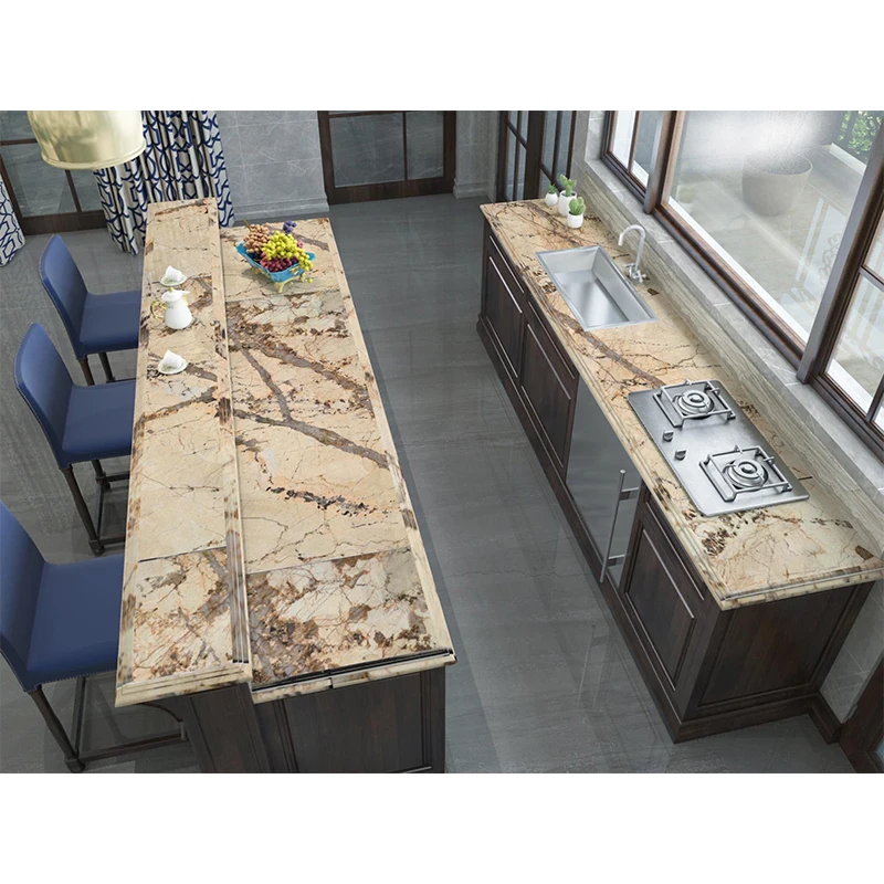 Yellow Granite Crystal Quartzite granite slabs for countertops