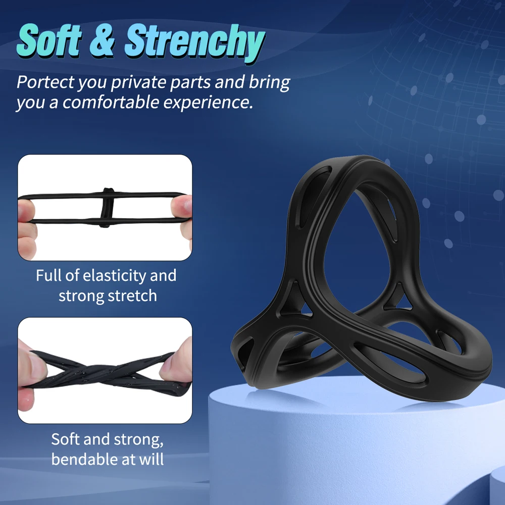 DELITE VIBES Lock Ring Dick Penis Cock Two Three Rings Liquid Silicone Elastic Delay Ejaculation Longer Time Sex Multi Ways Wear