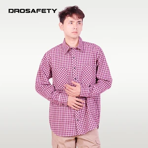 Oil&gas Fire Resistant Shirts Long Sleeves Mens Shirts Cotton Work Wear HRC 2 Checkered Shirts