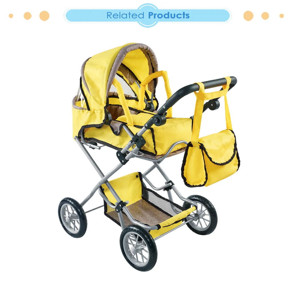 Dollri Starri New Design 2022 Large Combi Doll Pram Toy With Carry Cot and Free Carriage Bag for 5 Years