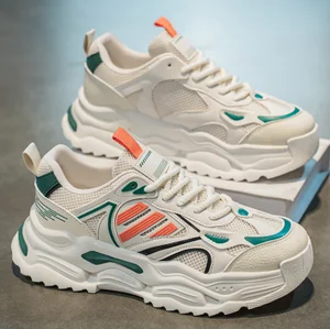 2026 Men's Summer Sports Shoes with Mesh and Thick Sole Trendy Dad Sneakers Genuine Leather Lining