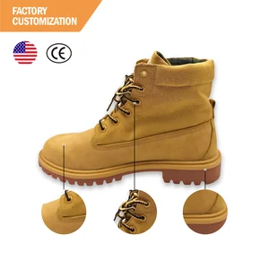 2026 Men's Leather Boots Anti-Fouling Design Yellow Suede Hiking Boots for Autumn and Winter Waterproof Embroidered Logo