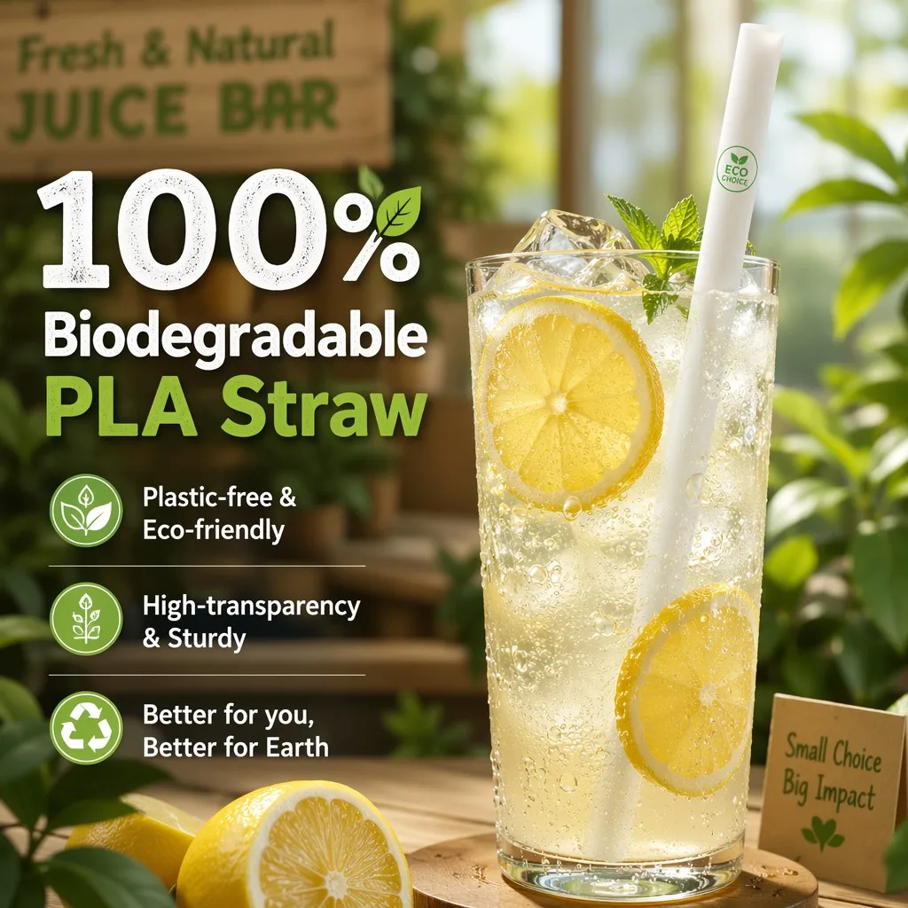 penyedut Minuman Biodegradasi 8 mm dan 12 mm Daripada Jagung dan PLA, Warna Disesuaikan untuk Teh Susu, Minuman Sejuk, Jus Es, dan Kopi; Penyedut Minuman PLA Plastik