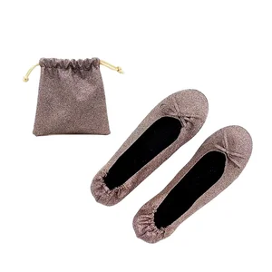 New Fashion Multi-Color Shining Sparkle Glitter Ballerina Rollable Shoes Portable Flat Design for Weddings Party Events Autumn
