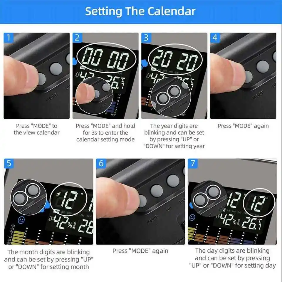 Time Watch Projector Multi Function Digital Alarm Clocks Color Screen Desktop Display Weather Calendar Clock