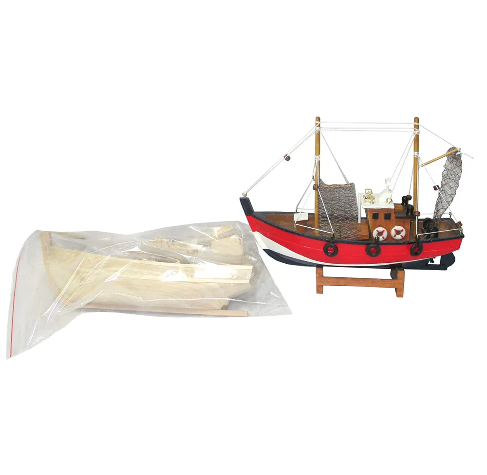Wooden fishing boat model kit unique