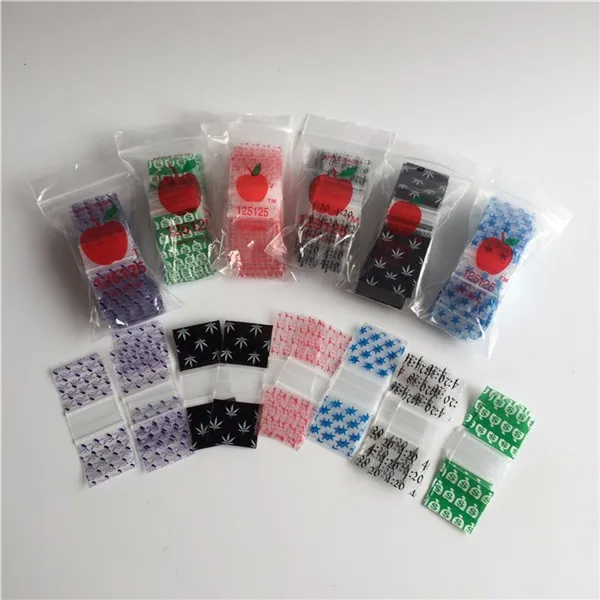 YURUI Eco Custom Mini Ziplock Baggies Design Mix Printed Jewelry Pouch Reclosable Plastic Small Zip Lock Bags with Apple Brand