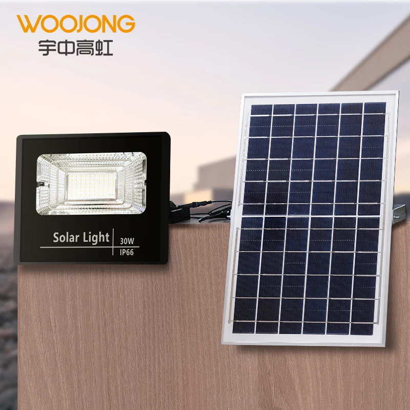 Woojong 100W Solar Flood Light with PIR Motion Sensor LED Street Light for Garden Aluminum Body IP66 Rated