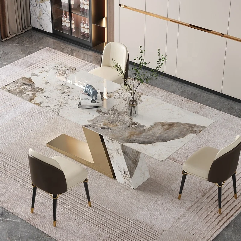 Modern Gold Base Dining Table Home Stainless Steel Designs Italian