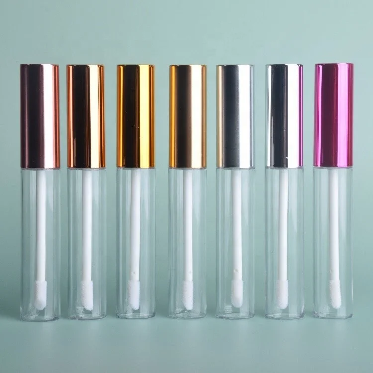 10 ml Empty Matte Black White Silver pink Slim Gold Lip Gloss Containers Tube 10ml Packaging with Wands Luxury  Lipgloss Tube