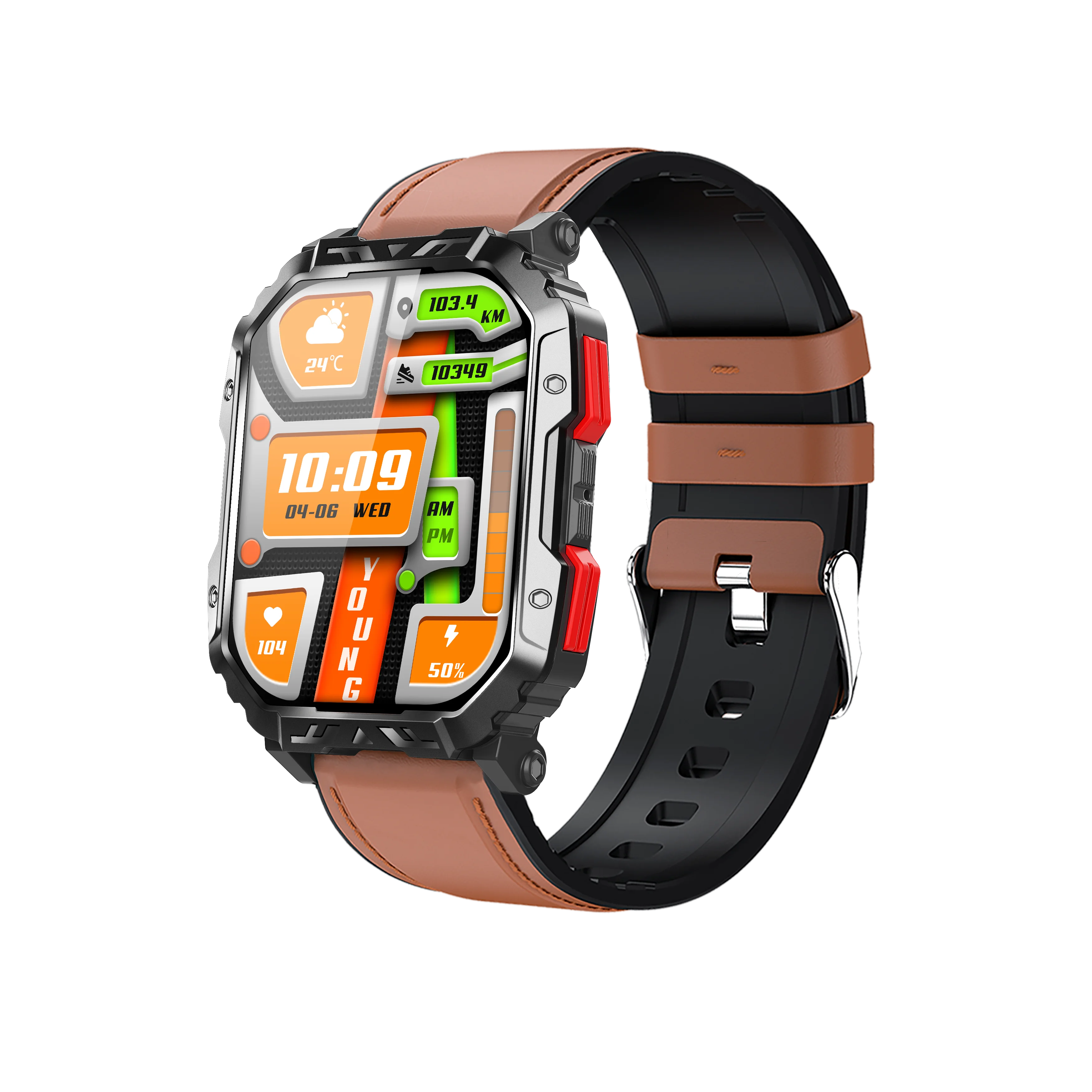 Square Smart Watch Heart Rate Sleep Clock Smart Waterproof IosBracelet Blood Analysis, Stress Testing Smart Watch