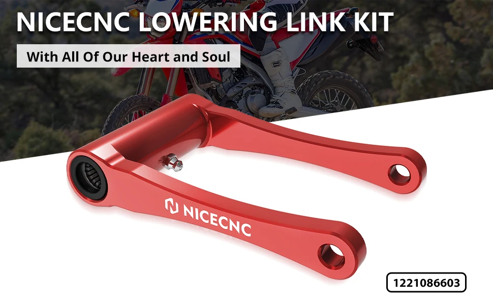 thumbnail image 2 of NICECNC Aluminum Lowering Link Kit For Honda CRF300L & CRF300L RALLY (2021-2024) – 1.75" Drop, Red 2 of 4
