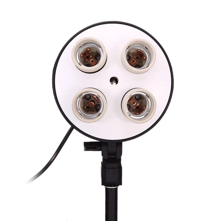 Four Socket Lamp Holder with 50 X 70cm Flash Lighting Softbox with 2m Light Stand Photo Studio Softbox Kit EU Plug