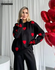 European American Style Loose Knitted Women's XS Sweater Fashion Casual All-Season with Front Logo for Everyday Use Winter Wear