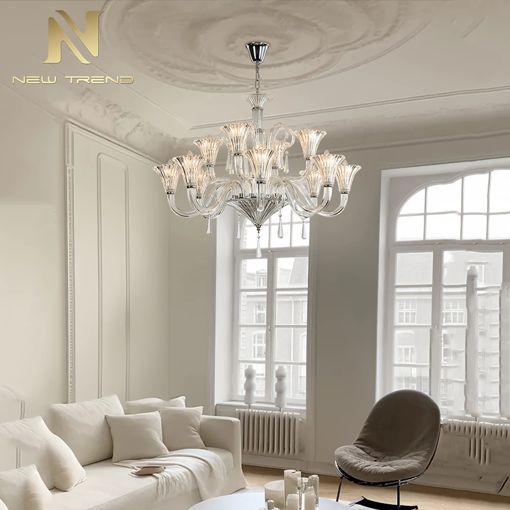 CPL-462 Wholesale Luxury French Murano Glass Chandelier – Large Wedding Venue & Banquet Hall Lighting