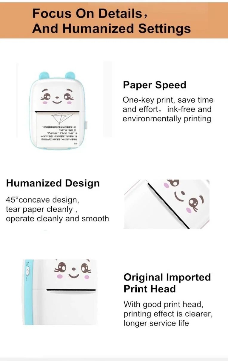 Bt 4.0 Inkless Mini Pocket Photo Printer Mobile Phone Printer Sports Portable Travelling Printer Foto