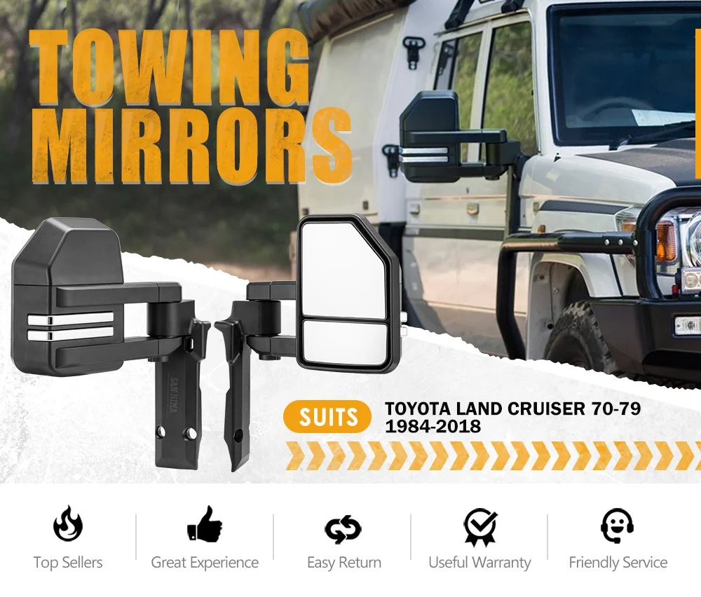 San Hima Pair Extendable Side View Towing Mirrors For Toyota Land