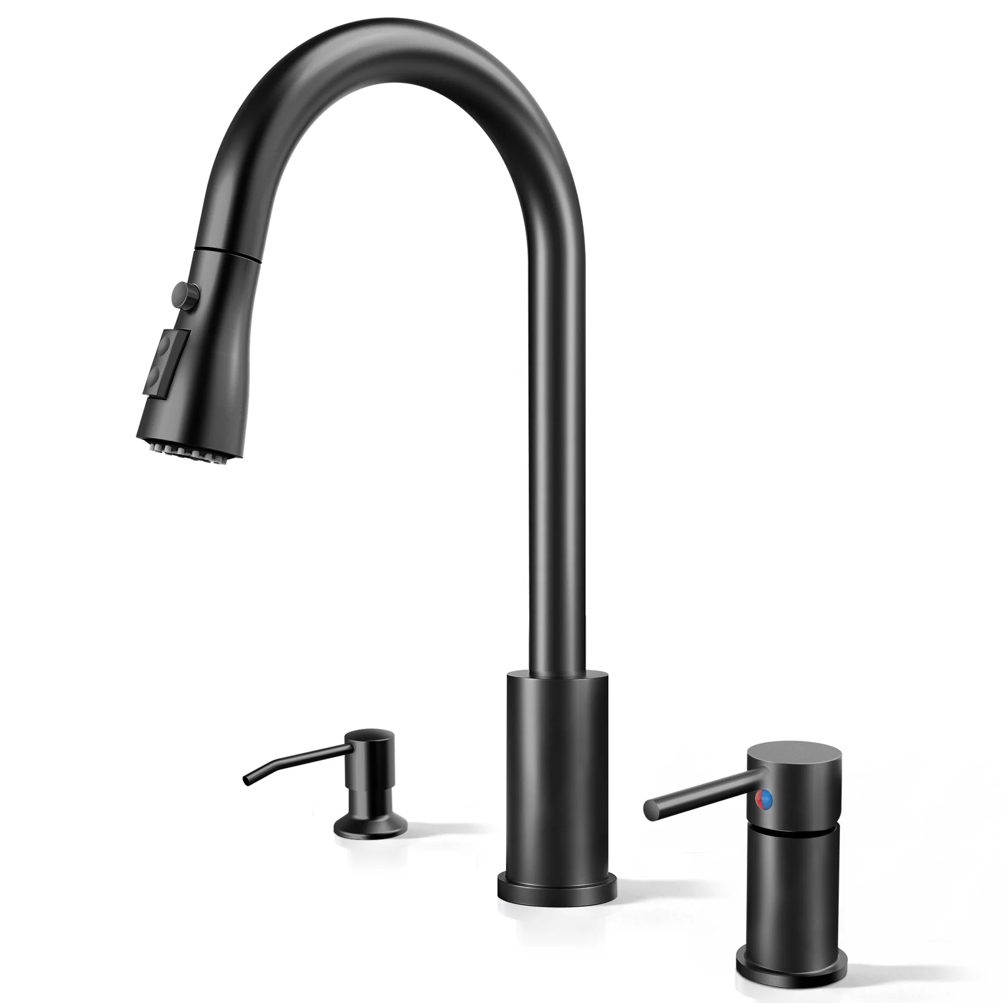 Modern Blackened Stainless Steel Single Handle Pull-Out Kitchen Faucet Sensor Control Ceramic Disc Valve Single Hole