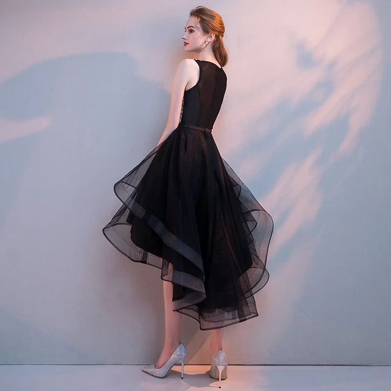 Women's Black Elegant Evening Dress Hi-Lo Sparkly Glitter Lace Bridesmaid  Short Front Long Back for Parties Social Events Dress| Alibaba.com