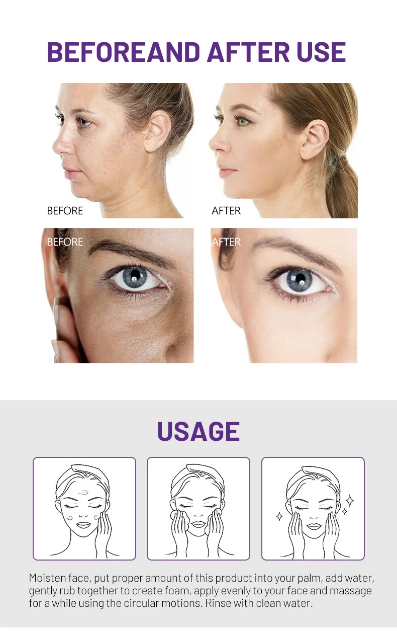 Retinol & Nicotinamide Whitening Reduce Wrinkle Face Cleanser Firming Moisturizing Mild Cleansing Repair Face Wash