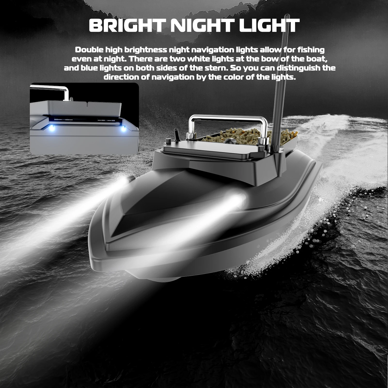 Flytec V050 Wireless Dual Power Supply 500M Fixed Speed Cruise RC Fishing Bait Boat With 4 LED Lights Fish Feeder for Fishing