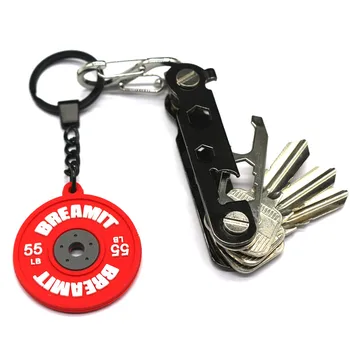 Hot Sale Dumbbell Barbell Kettlebell Rubber Key Chain Holder Smart 2D 3D Mini Soft PVC Sports Keychains For Lovers' Men Key Ring