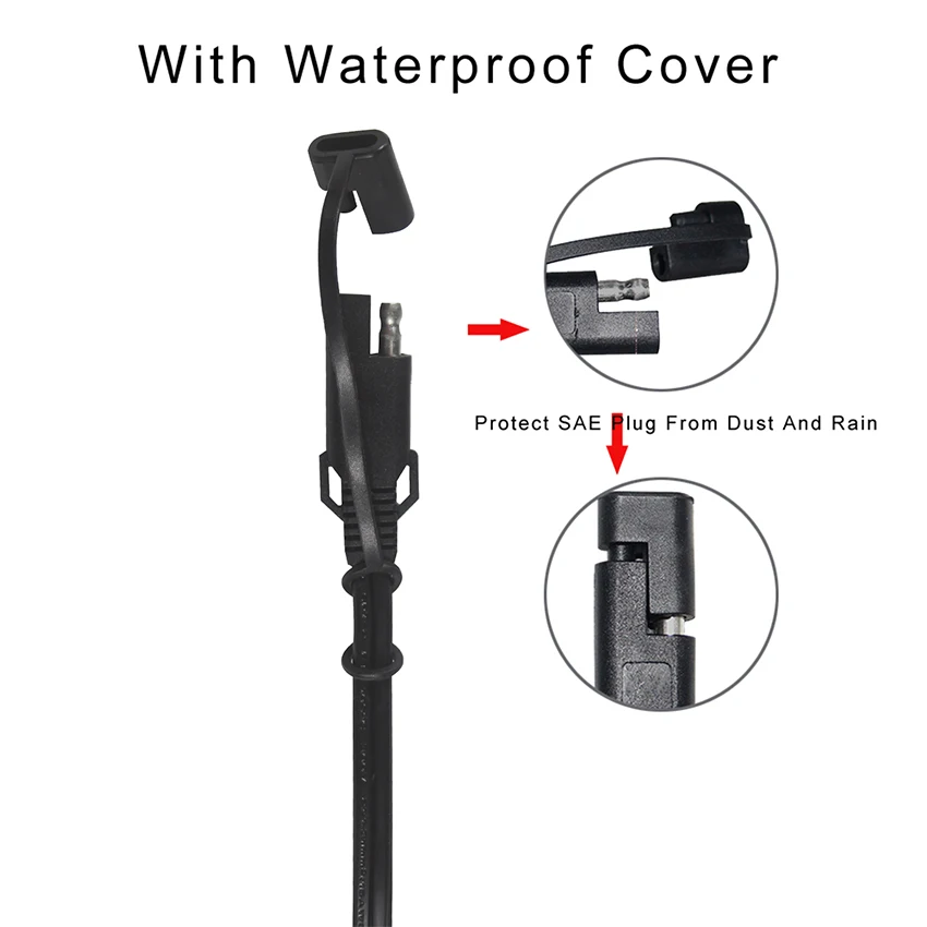 12V/24V Solar Battery Charger Cable 2Pin SAE Quick Disconnect Connector to Ring Terminals Battery Power Cable