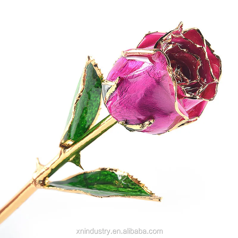 Rose éternelle Plaquée Or 24 Carats – Véritable Rose Naturelle Préservée – Cadeau Romantique De Luxe Avec Boîte
