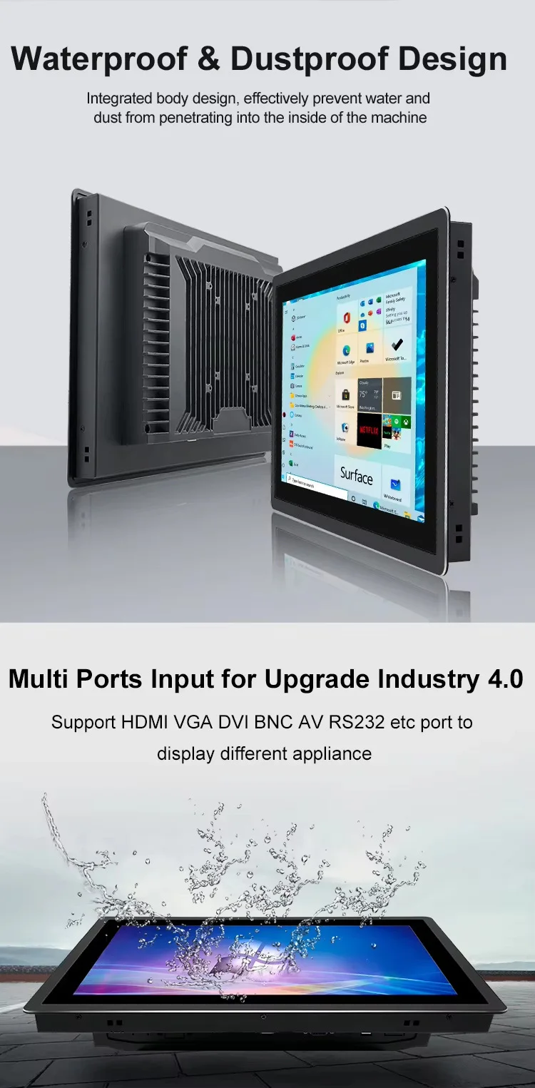 15.6 Inch Industrial Sunlight-readable IPS LCD Monitor Capacitive Touch Screen True Flat HD VGA Industrial Display