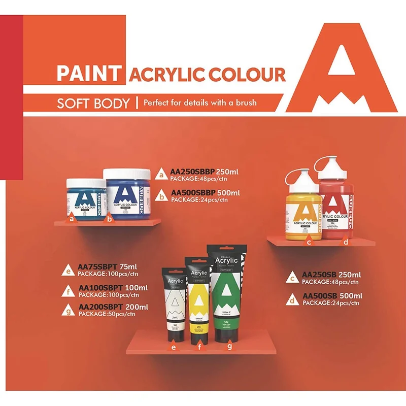 Aureuo Hotsale Private Label Multicolor Artist Painting 75ml Acrylic