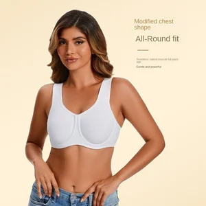 Plus Size High Support Active Bra Spandex Crop Top Yoga Fitness Women's Sweat-Wicking Beautiful Back Sports