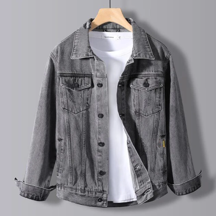 Gmiixder Washed Denim Jacket Men's Spring Autumn Vintage High Street  Workwear Jeans Coat 2023 Spring Autumn Cityboy Kpop Jacket